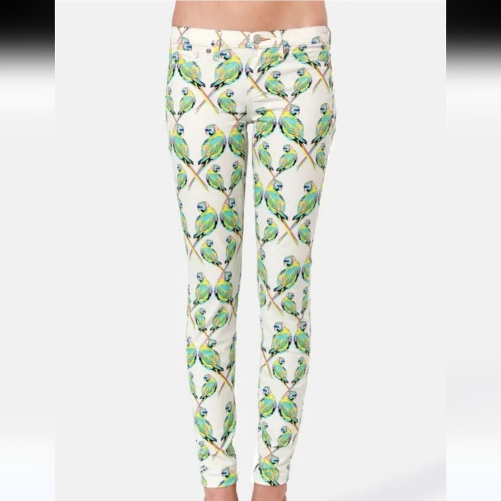 Ditto’s Birds of Paradise Skinny Jeggings Low Rise Stretch Jeans Womens 24 XS